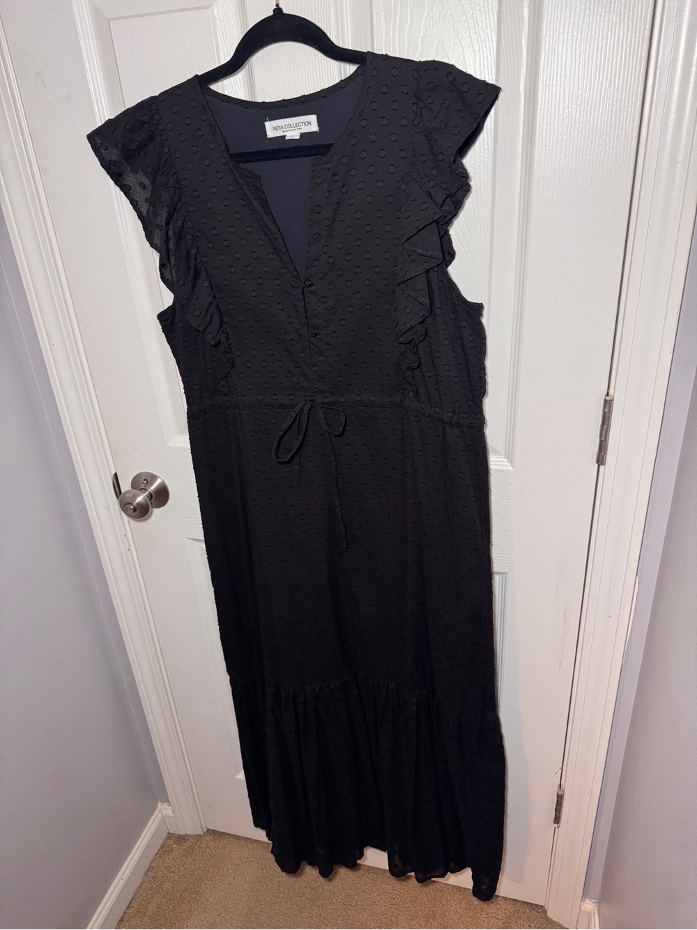 India Collection by Emerson Fry Surya - Black Swiss Dot Dress - Picture 10 of 16